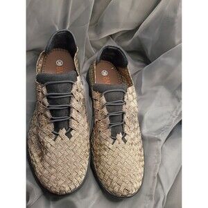 Bernie Mev Shoes Womens 7 Victoria Walking Memory Foam Woven Slip On Gold Bronze